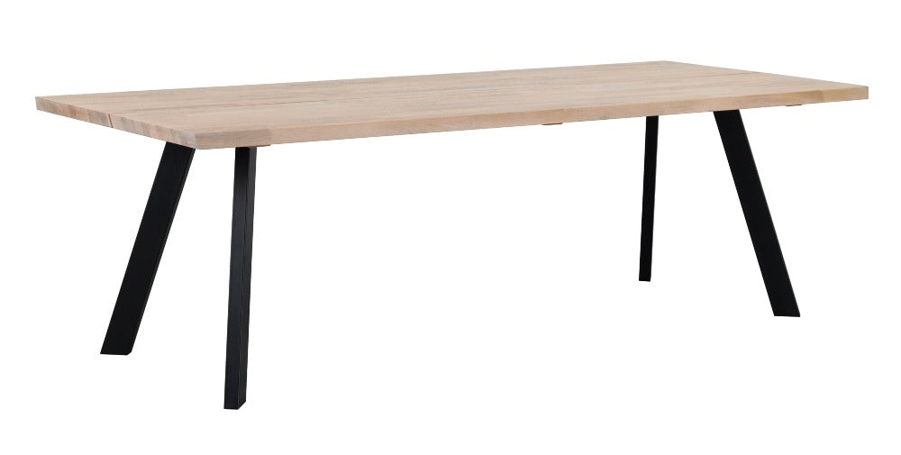 Rowico Fred Solid Oak Lime Wash Rectangle Dining Table