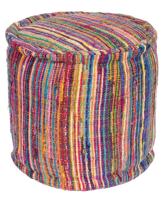 Recycled Rag Rug Rainbow Pouffe