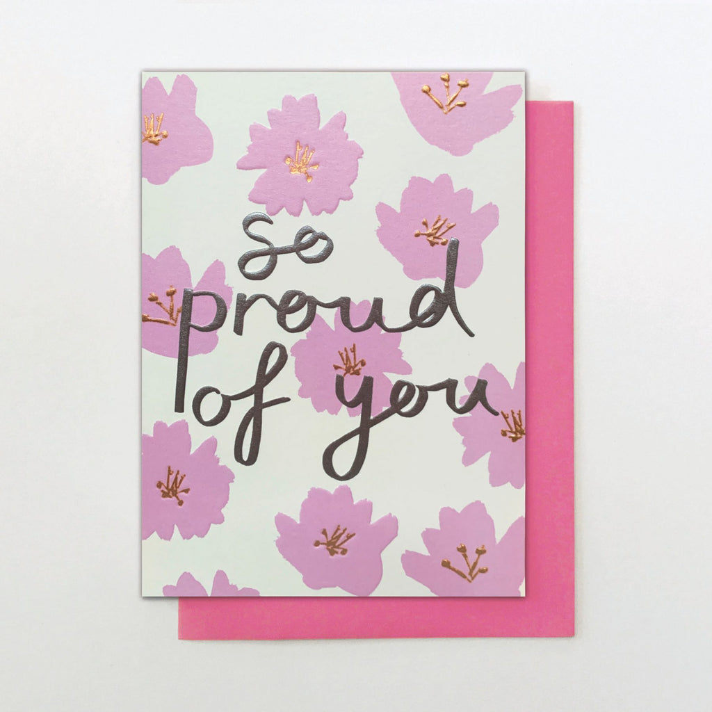 Proud Of You Pink Flowers Greetings Card