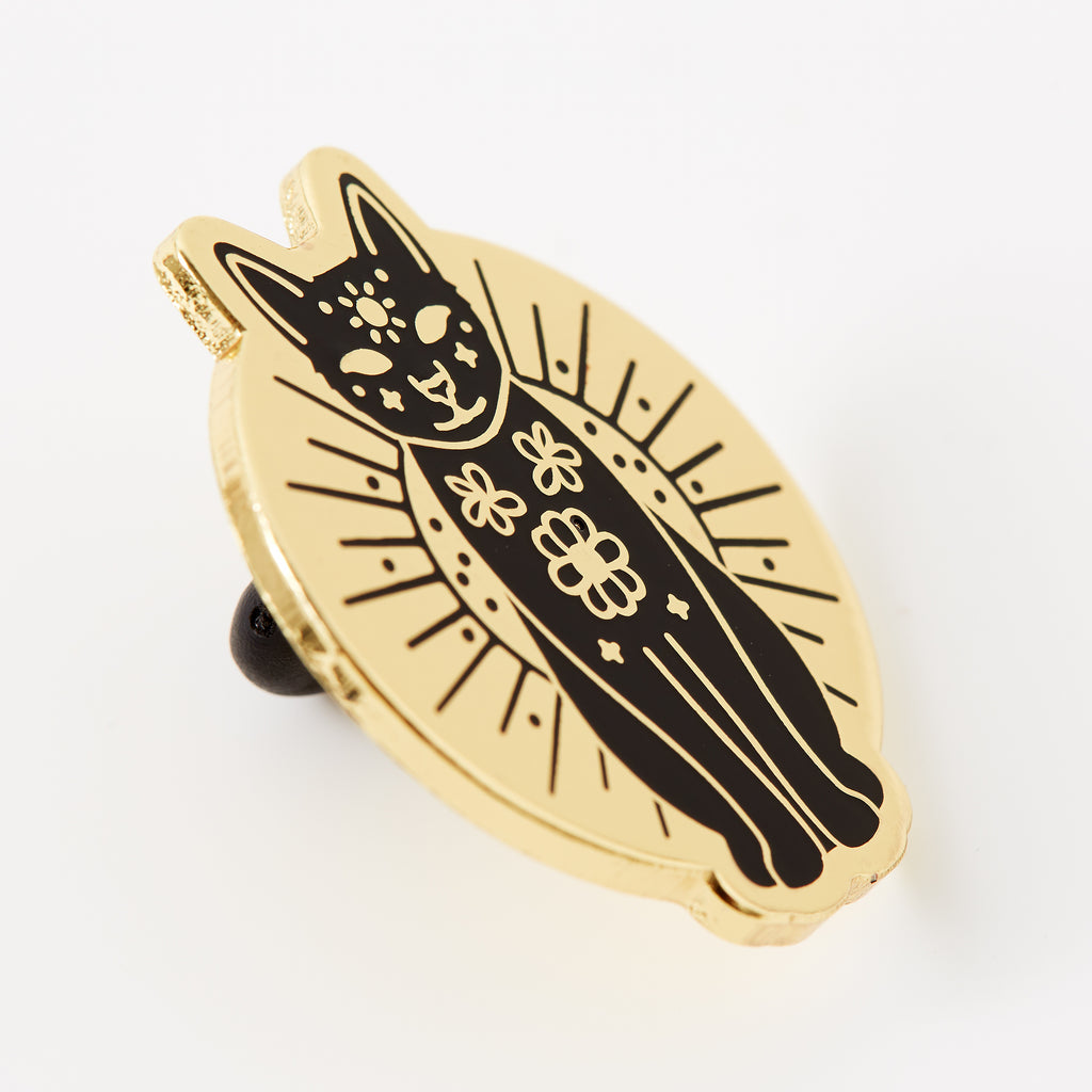 Mystic Black Cat Gold Plated Enamel Pin