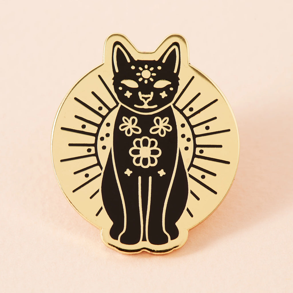 Mystic Black Cat Gold Plated Enamel Pin