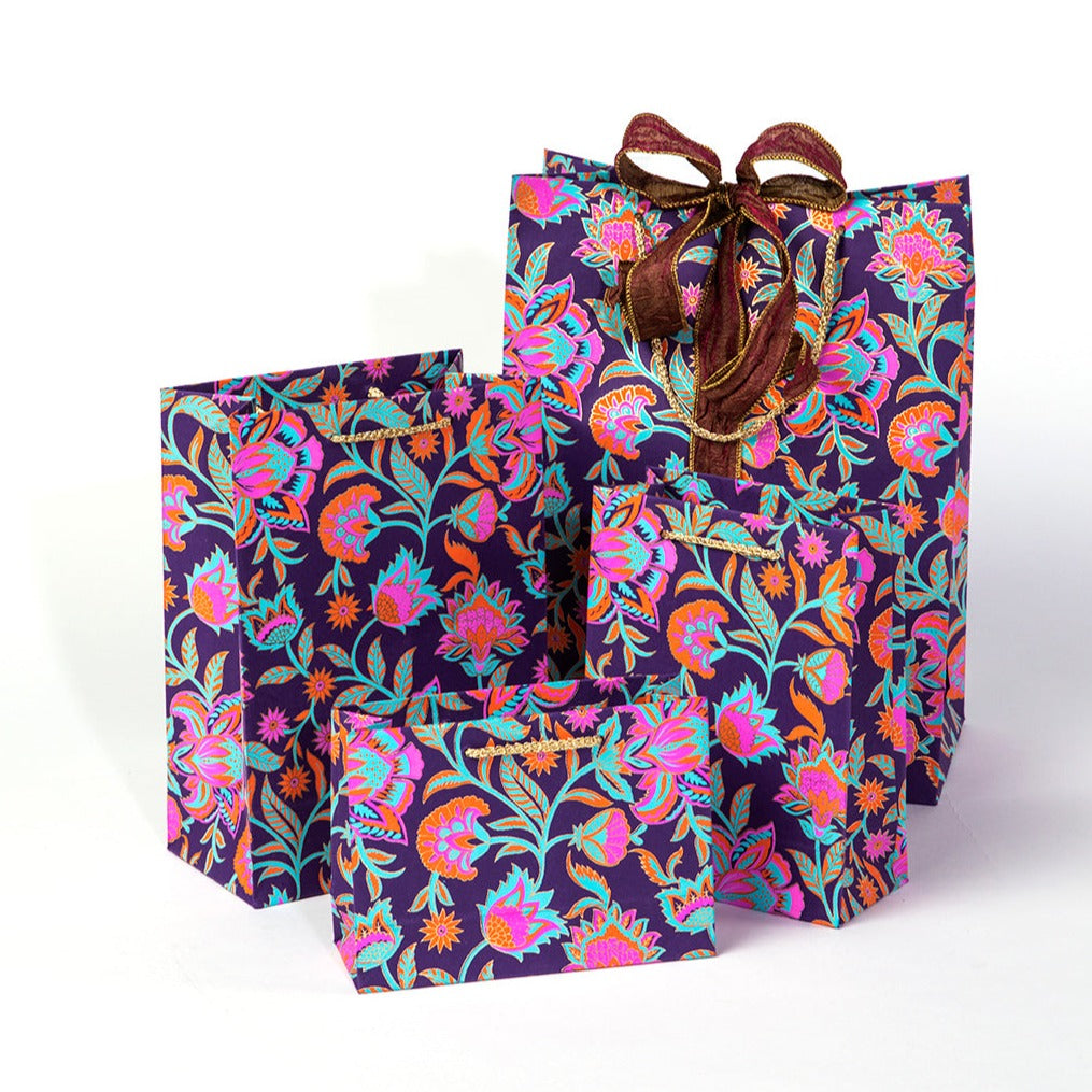 Floral Twist Gift Bag Purple all sizes