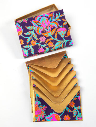 Floral Twist Boxed Note Cards Purple