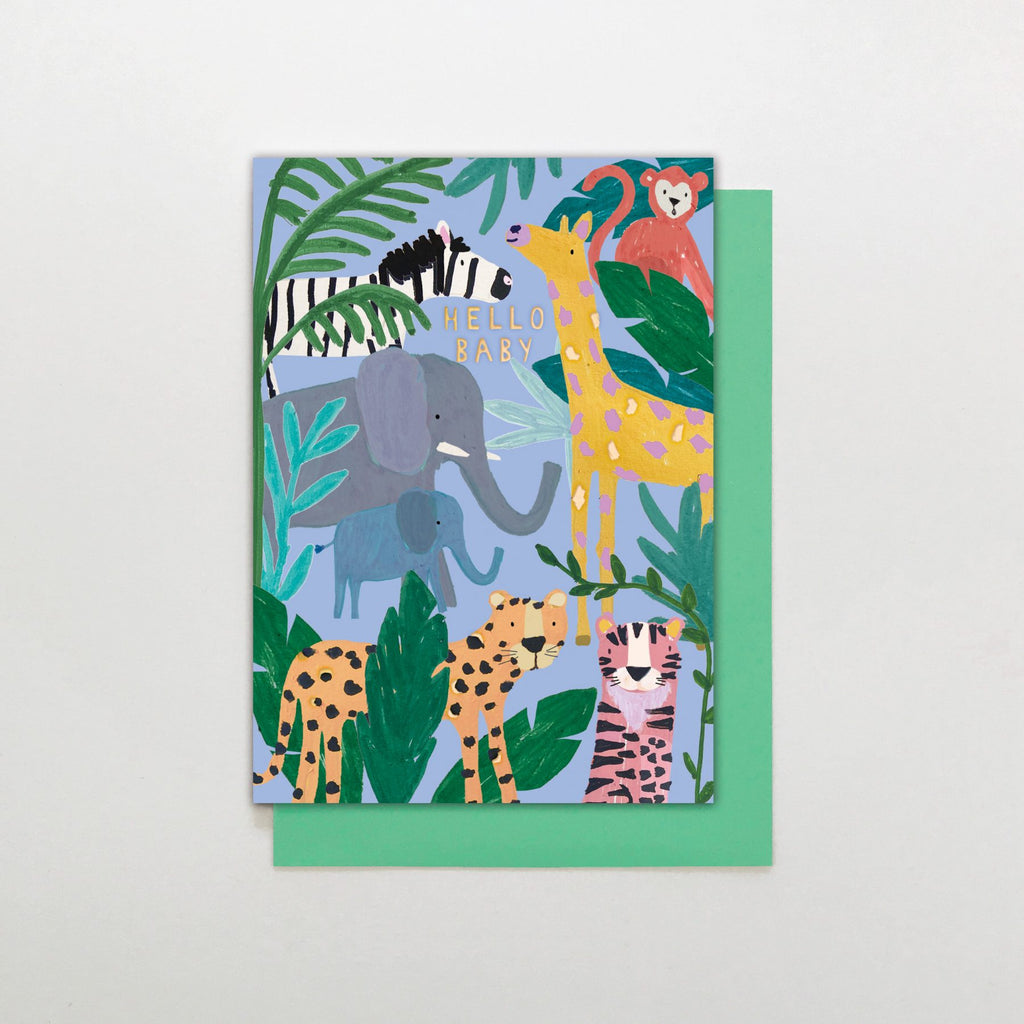 Hello Baby Jungle Animals Greetings Card