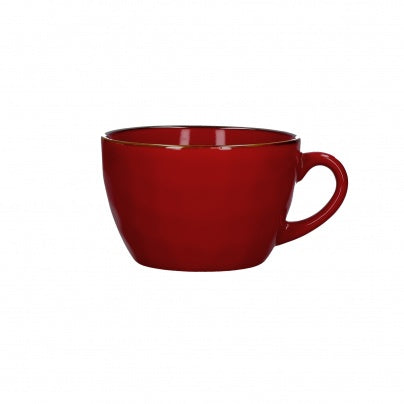 Brightly Coloured Ceramic Breakfast Mug Red