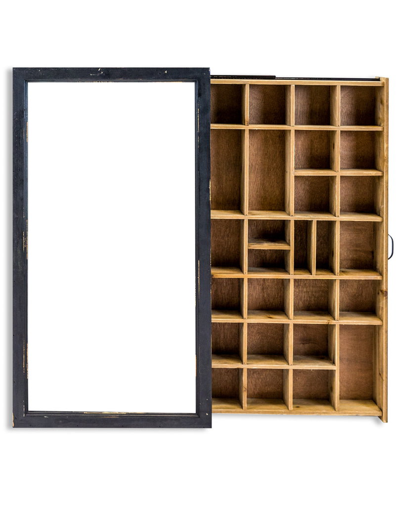 Antiqued Black Wall Display Cabinet