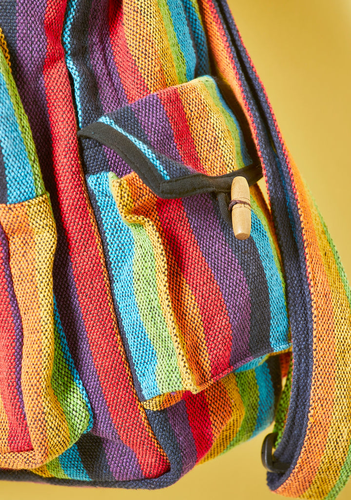 Rainbow Strip Gheri Backpack close up detail
