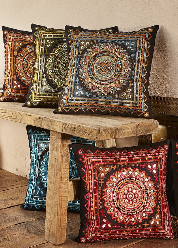 Rajasthan cushion cover with embroidery work 45x45cm