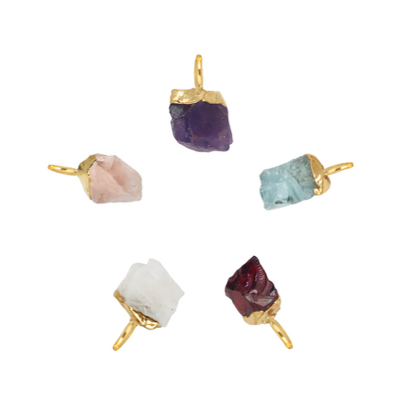 Raw Mineral Earrings Rose Quartz, Aquamarine, Garnet or Amethyst.