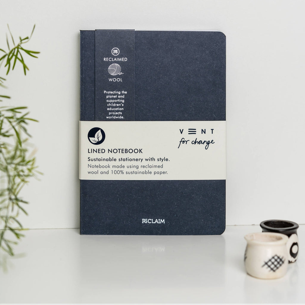 Reclaimed Wool A5 Lined Notebook Blue 