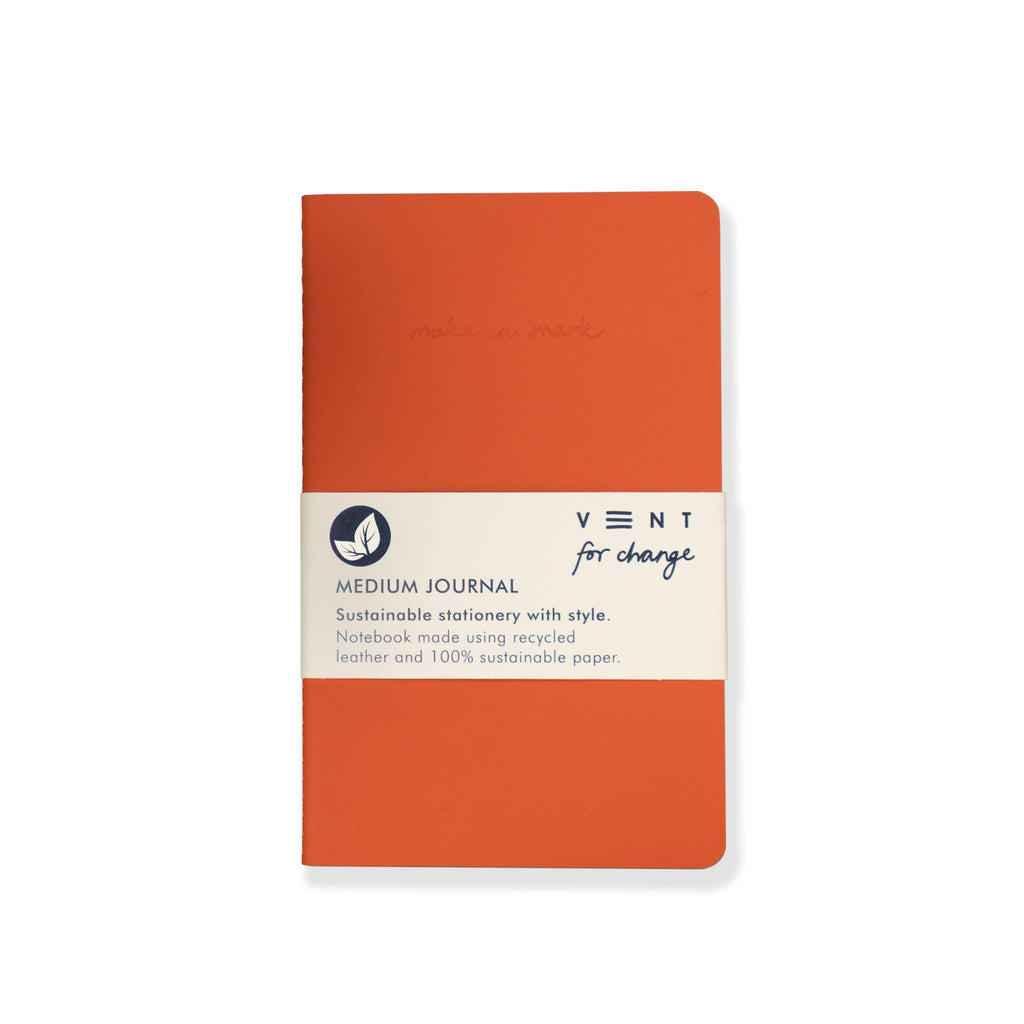 'Make a Mark' A5 Medium Leather Notebook Orange