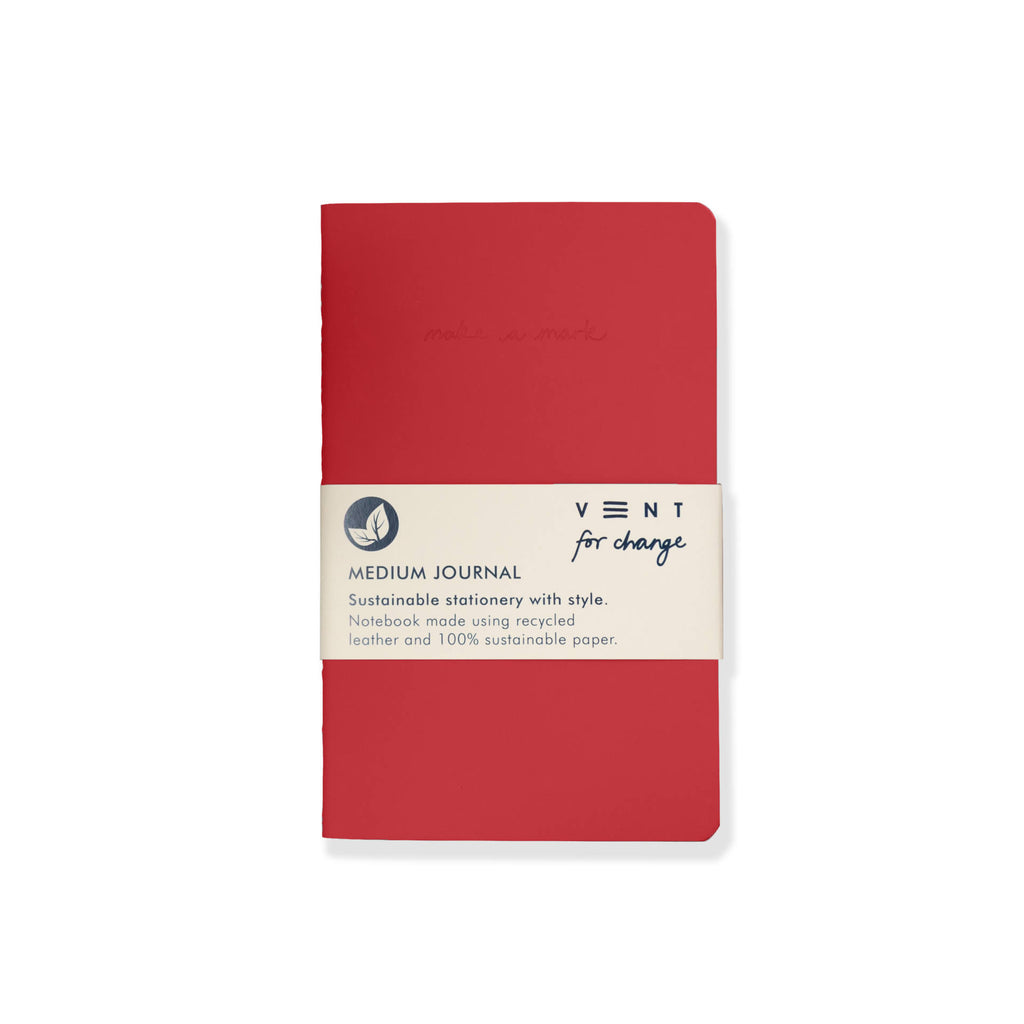 'Make a Mark' A5 Medium Leather Notebook Red