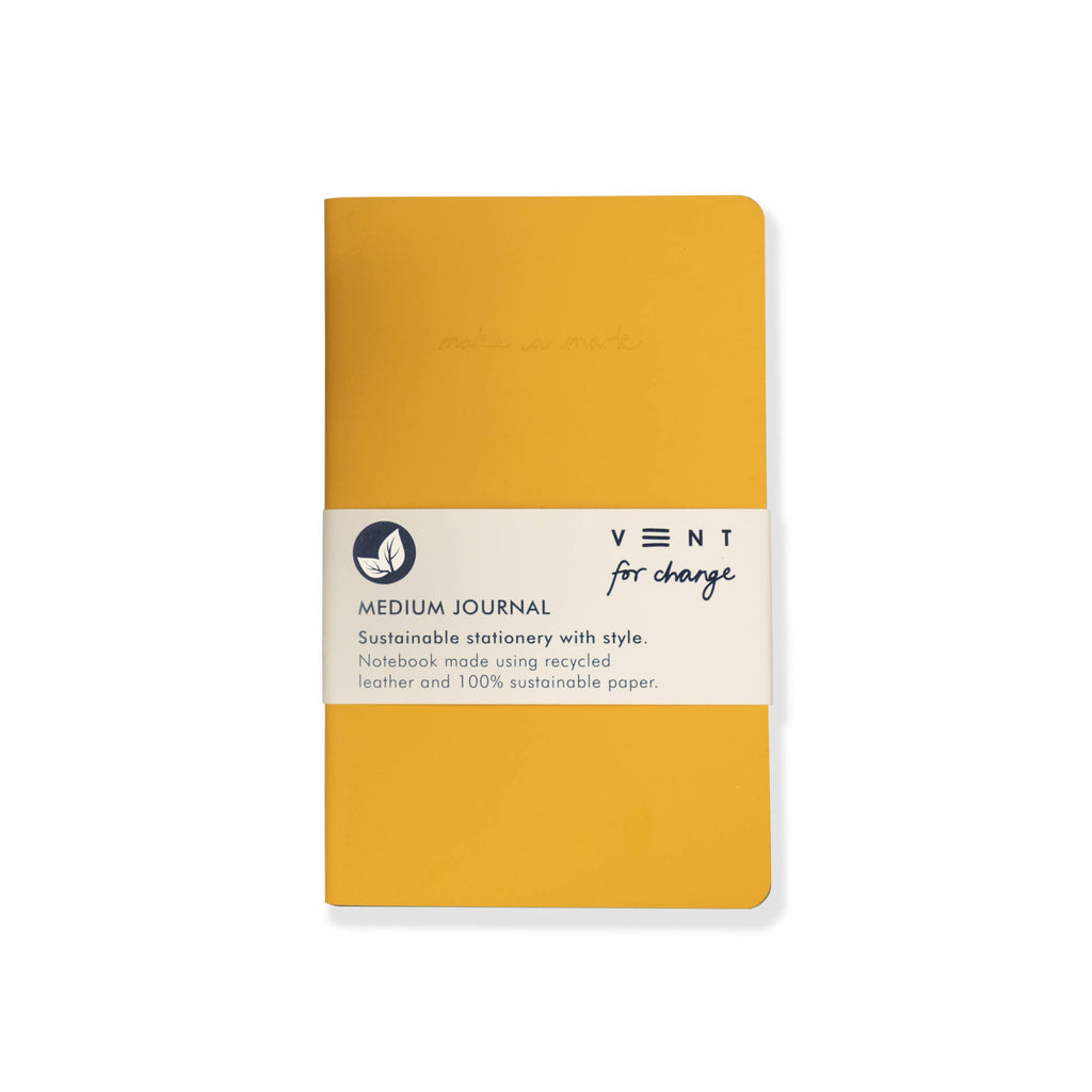 'Make a Mark' A5 Medium Leather Notebook Yellow