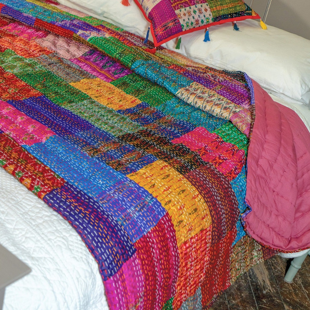 Recycled Silk Sari Patchwork Quilt
