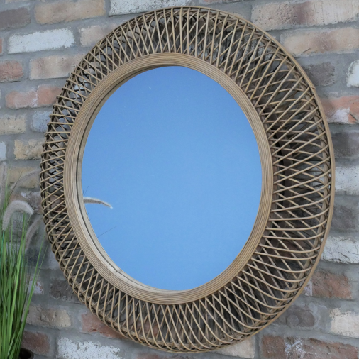 Woven Rattan Round Mirror