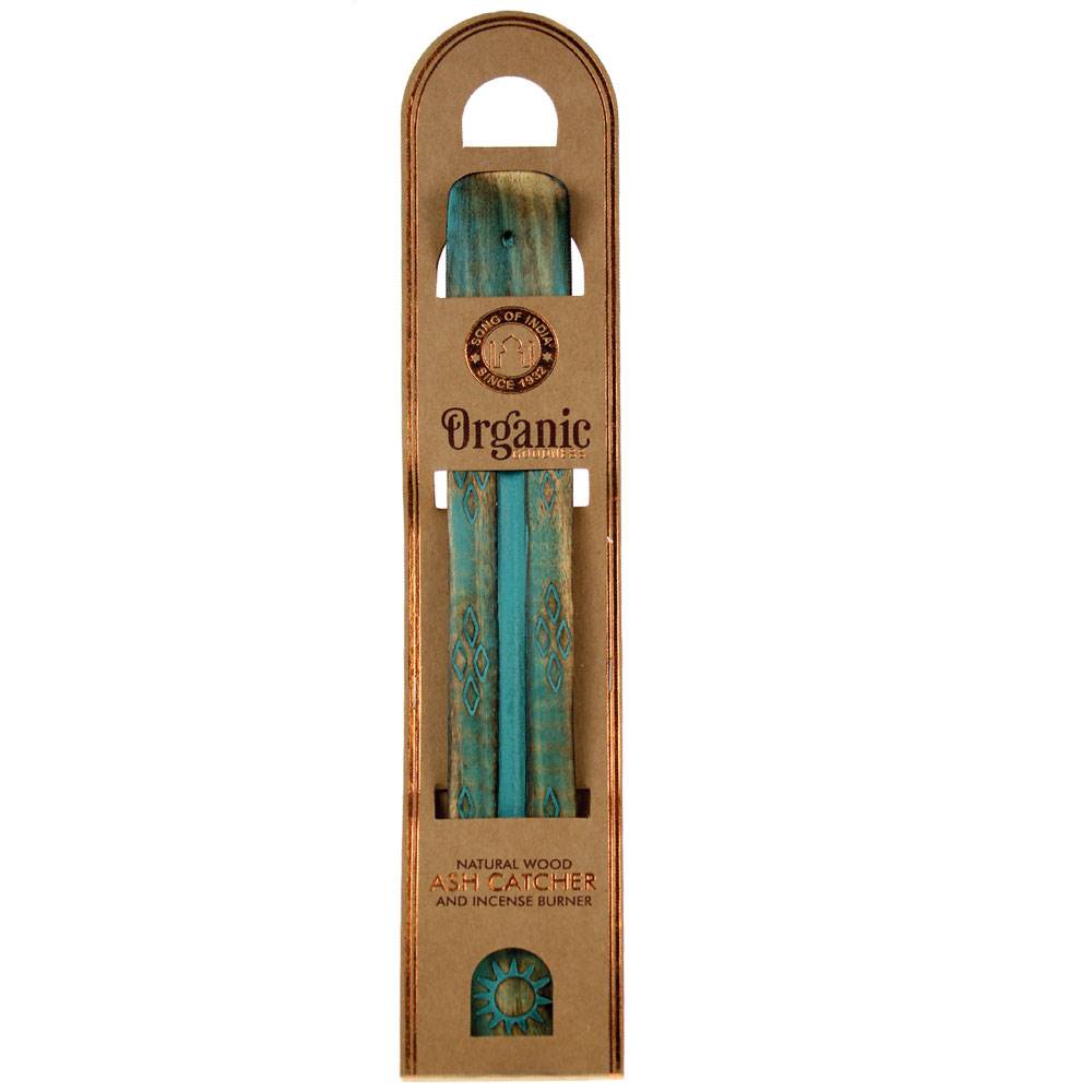 Diamond Turquoise Painted Wood Incense Burner