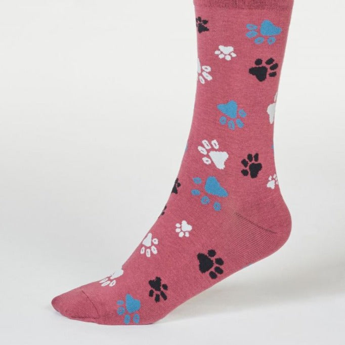 Elsa GOTS Organic Cotton Paw Print Socks Pink