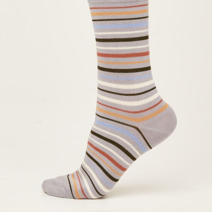 Multi Colour Rainbow Organic Socks Pebble Grey