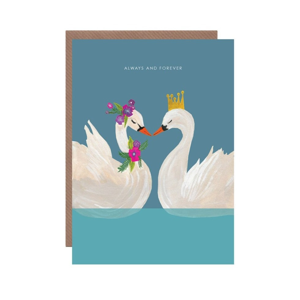 Swan Always and Forever Greetings Card
