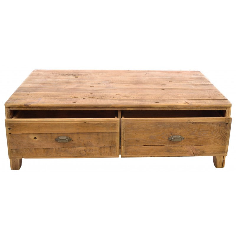 Pine Coffee Table with Two Drawers