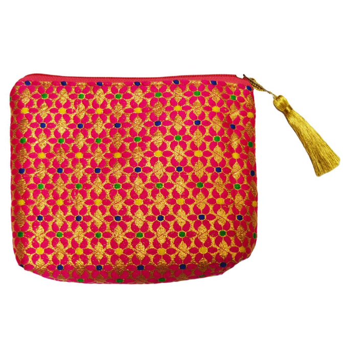 Pink Floral Pattern Make Up Bag