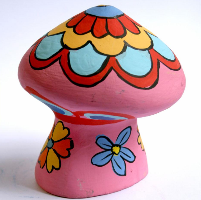 Mushroom Hand Painted Incense Holder Pink