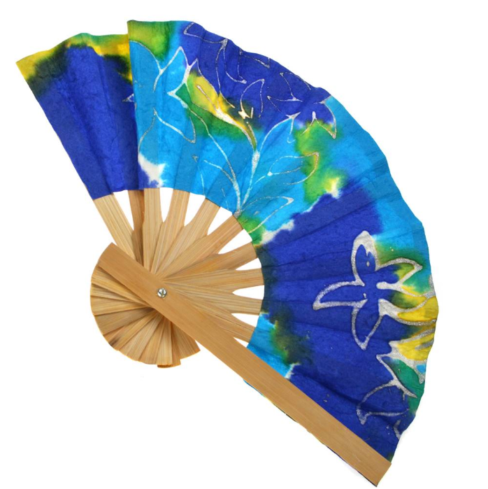 Assorted Colour Paper Fan Batik Blue