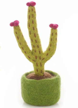 Handmade Fake Miniature Plants Felt Decoration Blossoming Hedgehog Cactus