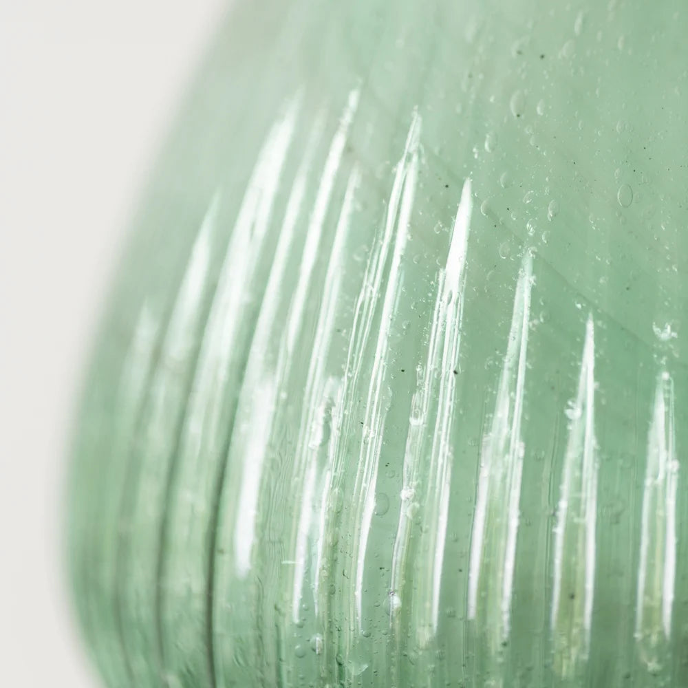 Teal Recycled Glass Vase Close Up