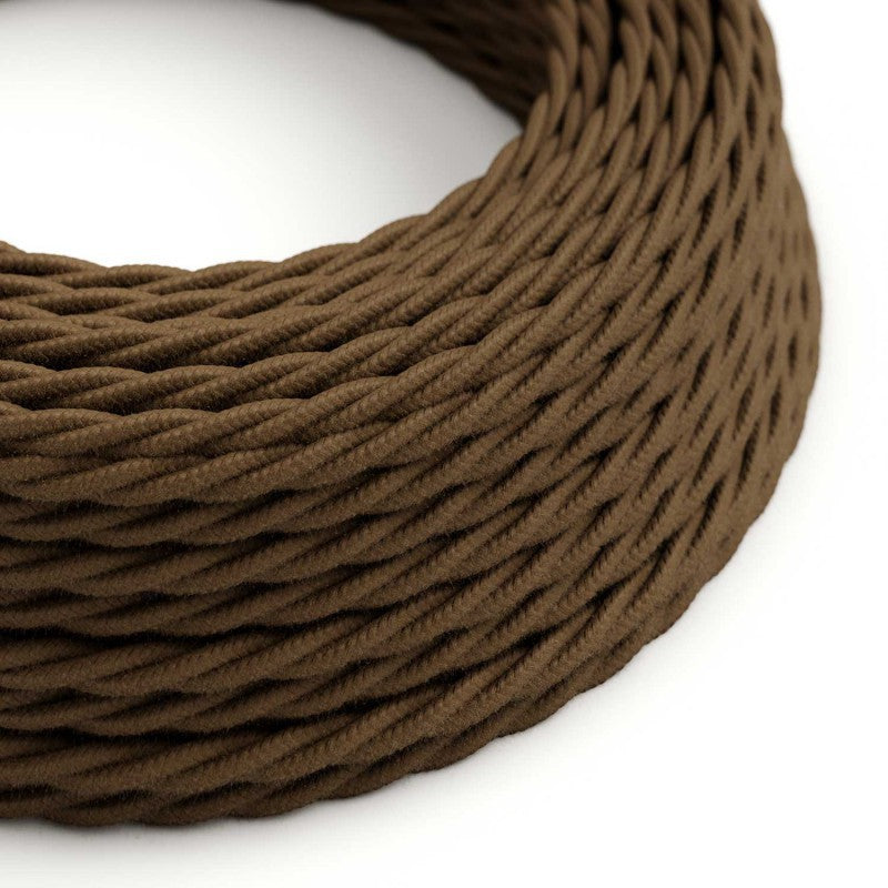 Twisted 3 Core Electric Cable Covered with Cotton in Brown