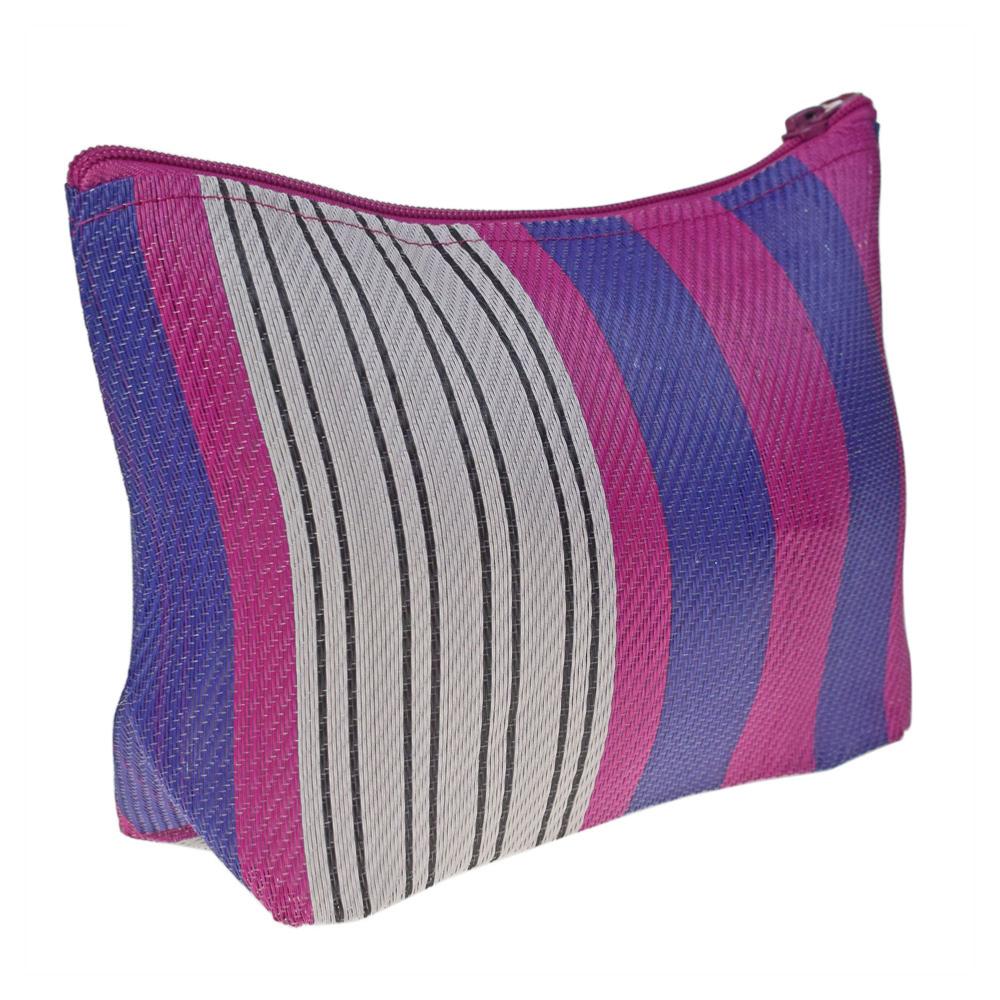 Recycled Plastic Stripe Pouch Bag