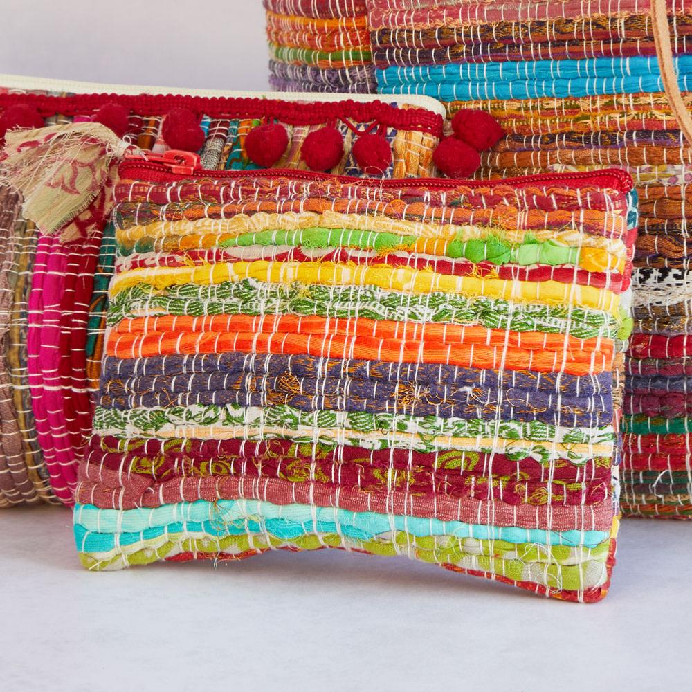 Chindi Rag Recycled Sari Pouch Purse 