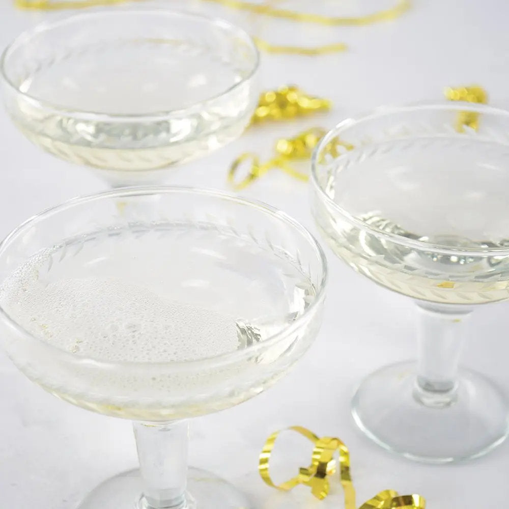 Etched Vintage Style Champagne Coupe