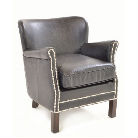 Vintage Leather Club Chair - Black