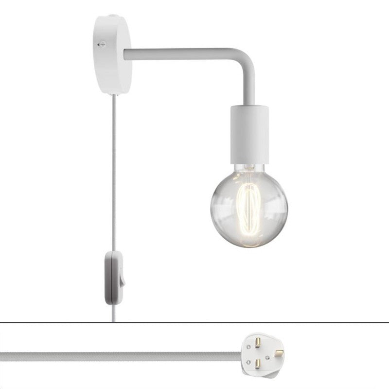 White Curved Wall Lamp With Plug
