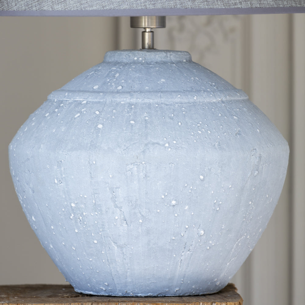 Grey Stoneware Table Lamp with Grey Shade