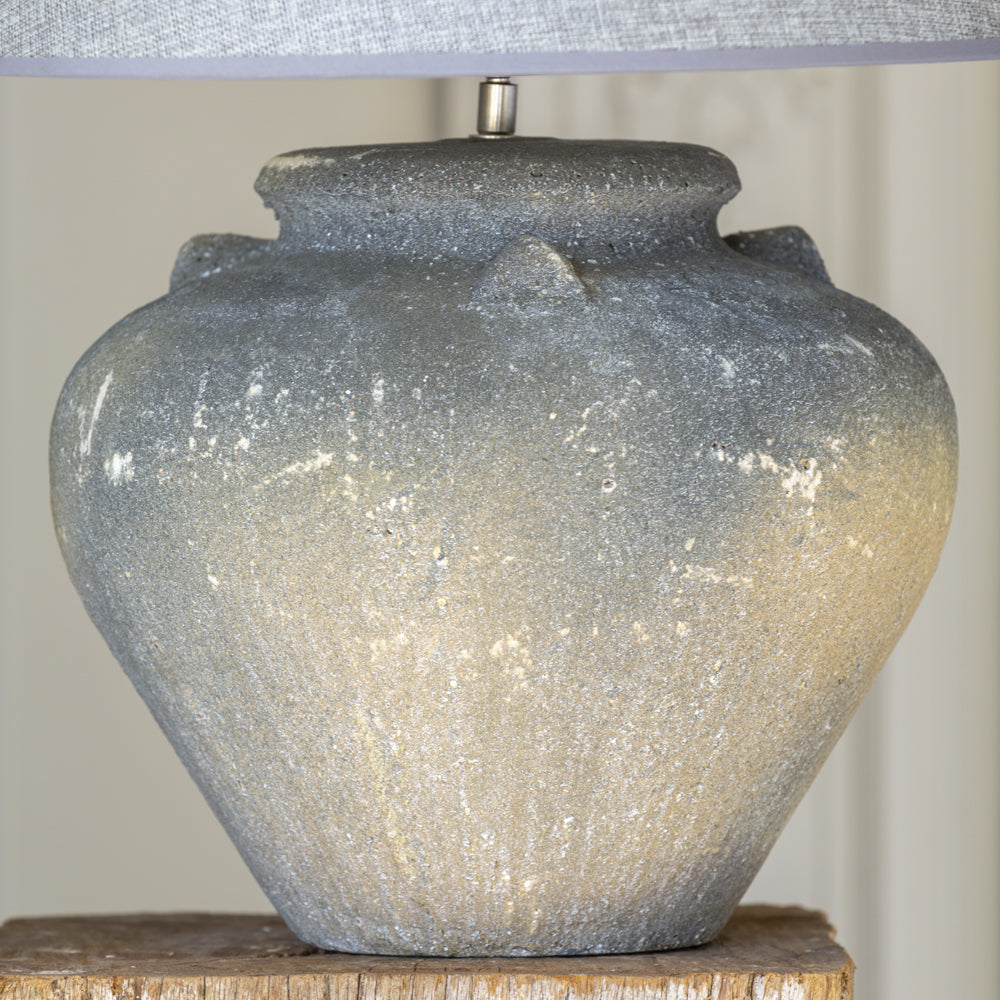 Dark Grey Ceramic Table Lamp with Grey Shade