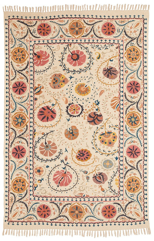 Yasamin Printed Rug with Suzani Embroidery 120 x 180cm