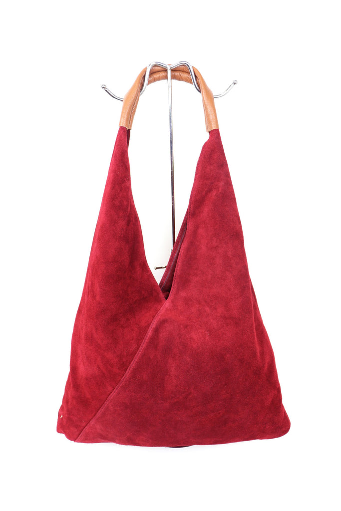 Coloured Suede Handbag Red