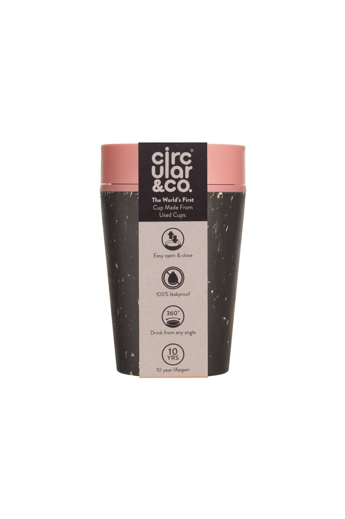 Circular & Co Reusable Coffee Cup 8oz Black and Pink