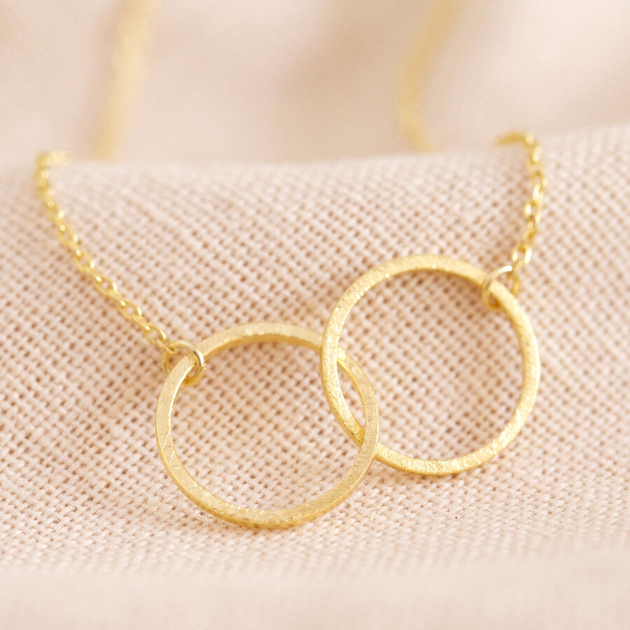 Gold Brushed Interlocking Hoop Necklace