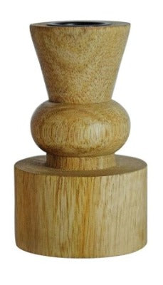 Natural Mango Wood Hand Carved Candlestick/Holder Style 2