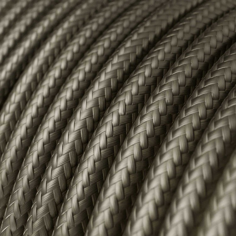 Round 3 Core Electrical Cable Covered with Rayon in Dark Grey close up