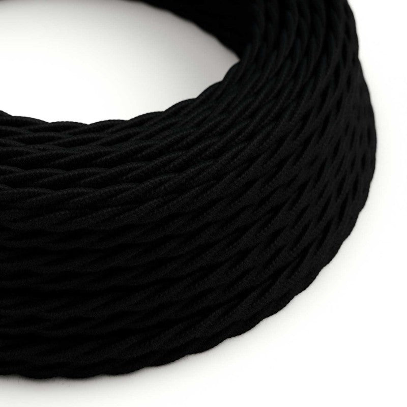 Twisted 3 Core Electrical Cable Covered with Cotton in Black