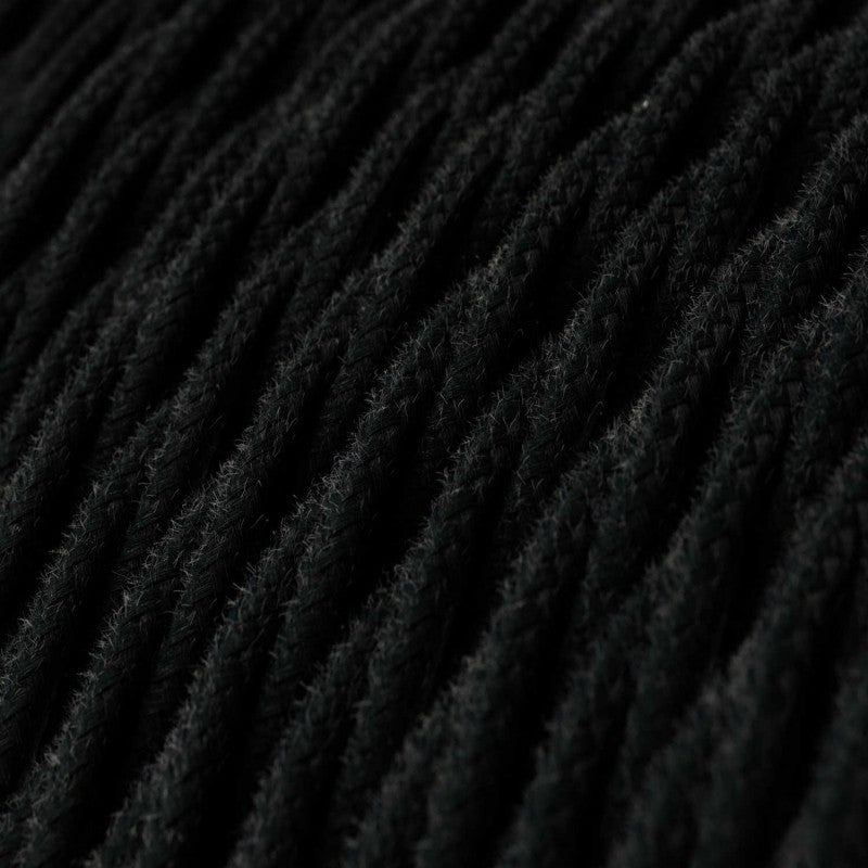 Twisted 3 Core Electrical Cable Covered with Cotton in Black close up