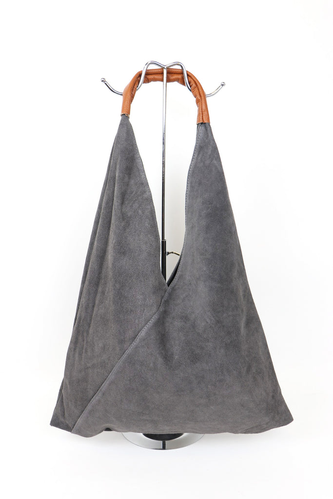 Coloured Suede Handbag Grey