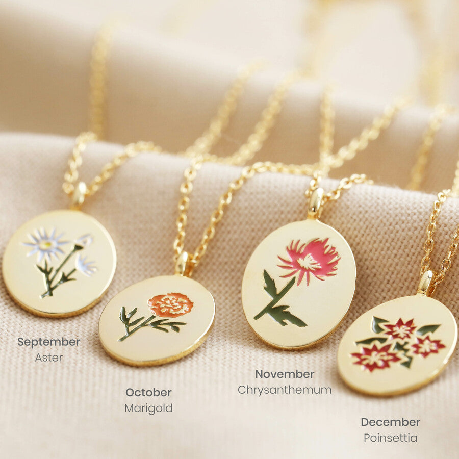 Birth Month Flower Disc Necklace | FromMomo - ShopFrommomo