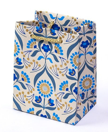 Floral Bouquet Mini Gift Bag Blue