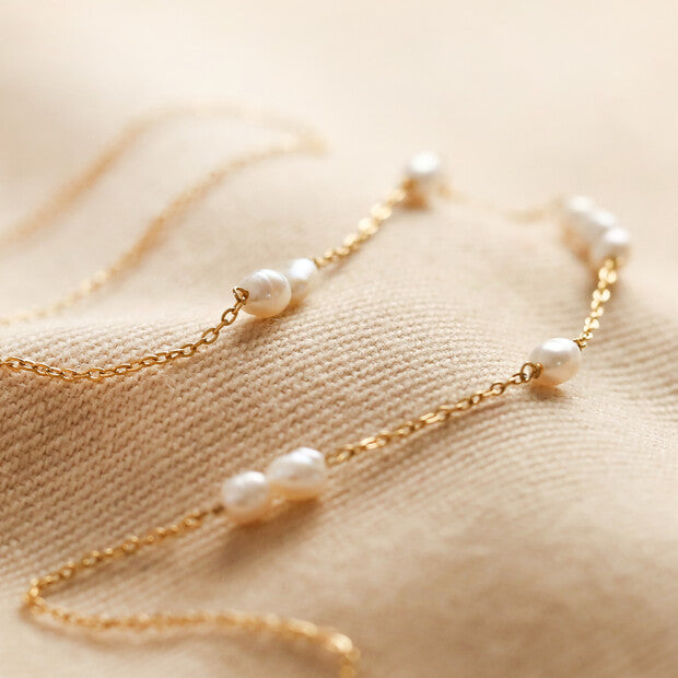 Gold Stainless Steel and Pearl Necklace