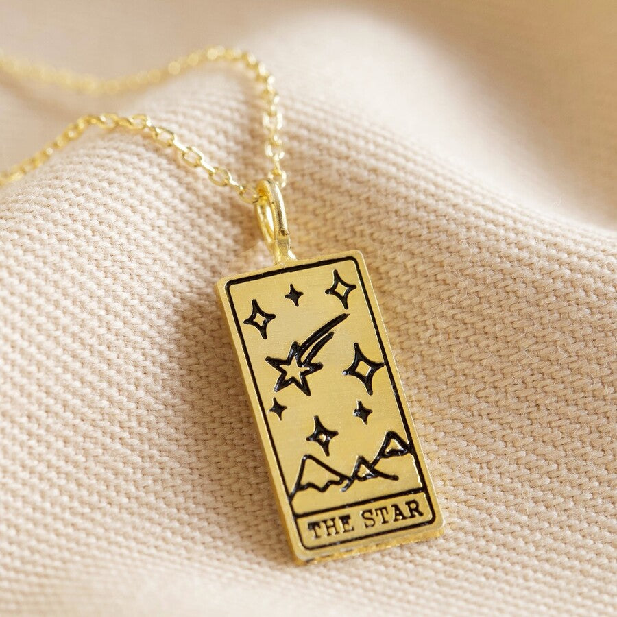 Gold 'The Star' Tarot Card Pendant Necklace Lisa Angel